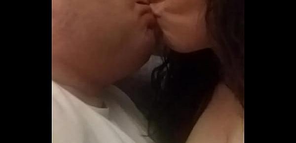  Kissing Goodnight...hot loving amateur couple passionately kissing
